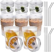 RÉΑLWÁY REALWAY 17 oz Iced Coffee Cups with Lids and Straws Set of 8, Unbreakable Plastic Drinking G