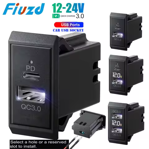 USB Car Charger Auto Mobile Phone Charger Socket Port Quick Charge 3.0 USB Charger Socket for passat