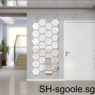12 Pieces Hexagon Mirror Stickers 3D Acrylic Smooth Surface Reflective Effect Sticker High Viscosity Hanging Wall Decal DIY[sgoole]