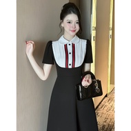 Women's Long Black Office Party Dress Designed by SEW PS88 AH4 Black Mixed White Red [GARMENT CONFIR