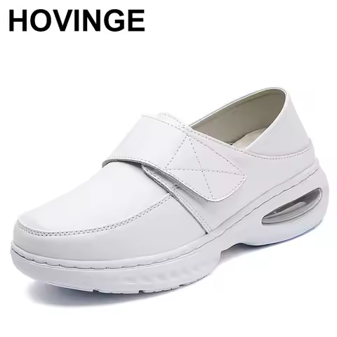 Womens Healthcare Nursing Shoes Soft-Soled Leather Lightweight Nurse Shoe Work Shoes Flat Versatile 