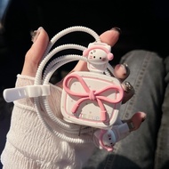 Pink Bow Cable Wrapping Set Cartoon Charger Case USB Protector 20w 18w 35W