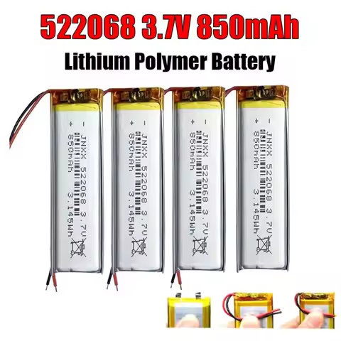 850mAh 522068 3.7V Real Capacity Rechargeable Polymer Lithium Battery Electronic Products Small Fan 