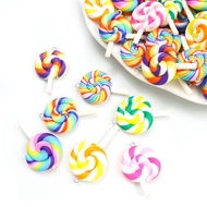 Big Colorful Spiral Lollipop Resin Charms 5pcs Cute Rainbow Candy Pendants for DIY Girls Jewelry Key