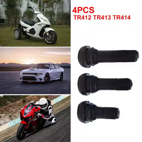 4pcs TR412/TR413/TR414 Tubeless Tyre Valve Wheels Parts Rubber Black Wheel Valves Snap-in Aluminium 