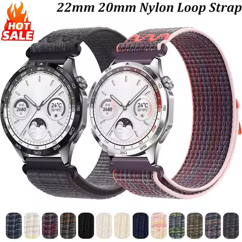 22mm 20mm Nylon Loop Strap For Huawei Watch 5/4/GT6/5/4/3/2 Pro 46mm Needlework Wristband Amazfit Ac