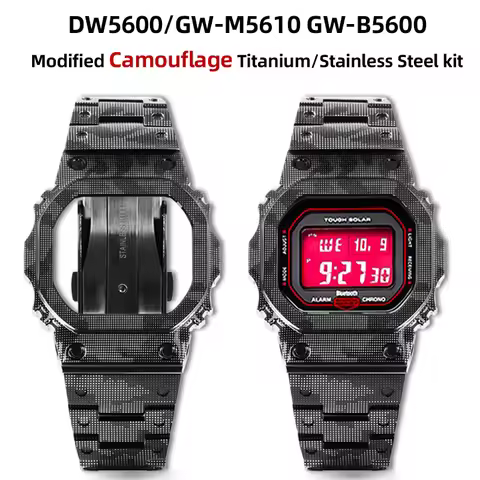 5600 5610 Camouflage Titanium case mod kit for Casio DW5600 GW-M5610 GW-B5600 modified stainless ste