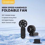 Orashare HF10 Mini Fan 4000mAh Rechargeable Handheld Fan 5 Speed Strong Wind Foldable Desktop Fan