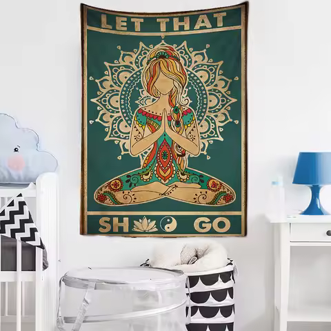 Buddha Statue 7 Chakra Girl Tapestry Mandala Hippie Psychedelic Yoga Wall Hanging Aesthetics Room De