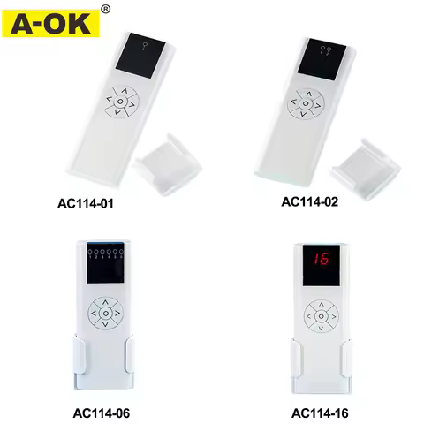 A-OK AC114 01/02/06/16 Channel Hand Held Emitter for AOK RF433 Curtian Motor/Tubular Motor Wireless 