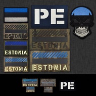 【Customized 】QN Reflective + Luminous Estonia Flag Morale Badge Tactical  3D  Velcro Patch /Badges/a