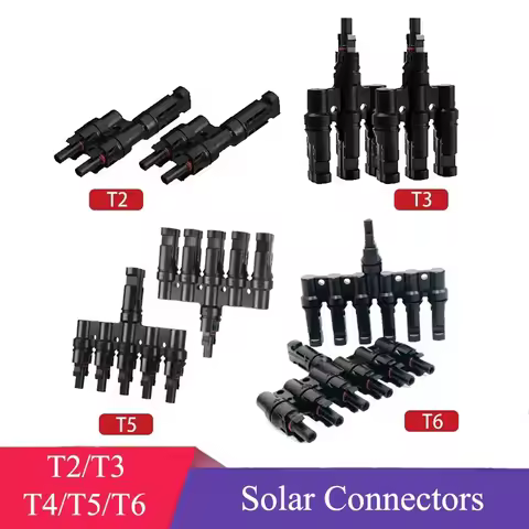 2/3/4/5/6IN 1OUT Solar Energy Adapter 2T 3T 4T 5T 6T Male Female Solar PV T Branch Connectors Solar 