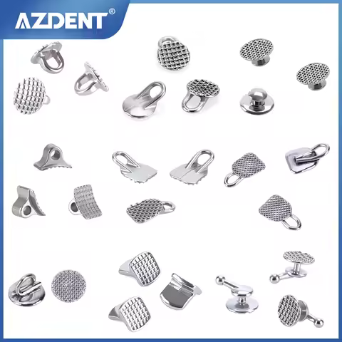 AZDENT Dental Orthodontic Lingual Buttons Monoblock/Mesh Base Bondable Metal Lingual Button Dental M