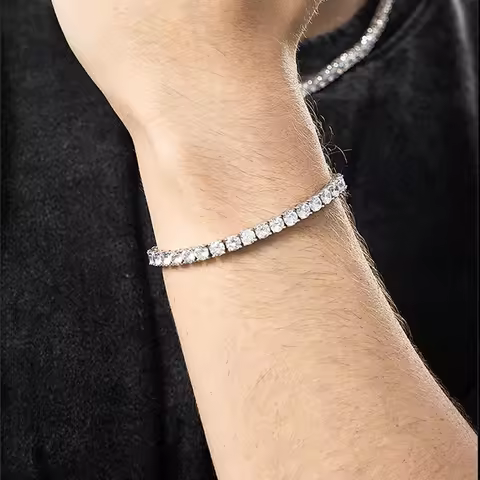4mm Cubic Zirconia Tennis Bracelet For Women Silver Color Bracelets