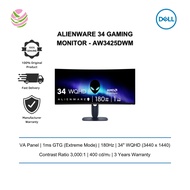 Dell Alienware 34 Gaming Monitor - AW3425DWM ( 34"/ WQHD/ 3440 x 1440/ 3,000:1/ 180Hz/ VA/ 3 Yrs)