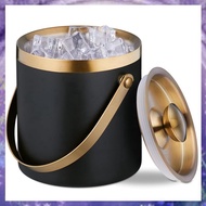 (Y W Z H)Ice Bucket, Stainless Steel, Double-Walled, Ice Bucket with Lid & Handle, 2 L,  Bucket