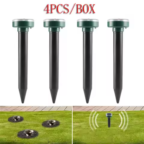 Solar Ultrasonic Mole Repellent Electronic Snake Insect Repeller High Power Vibration Built Battery 