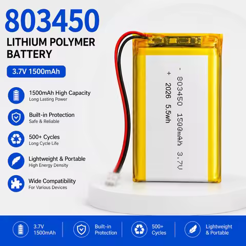 803450 3.7V 1500mAh Polymer Lithium Rechargeable Battery for GPS Navigator Bluetooth Headset Camera 