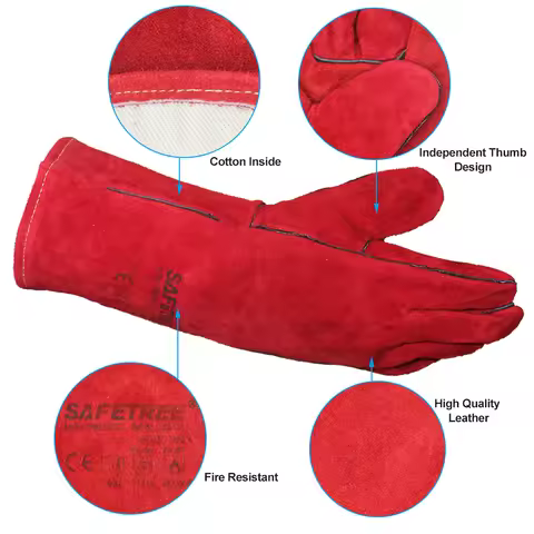 SAFETREE EN388/EN420 14" Cowhide Leather Welding Gloves Welder's Hand Protection FR Gloves
