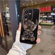 Mobile Phone Case For Samsung VIVO Y39 5G Soft Model Stitch Mirror Stand Rotating Back Cover Cute