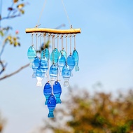 Blue Glass Sea Wind Chime Handmade Fish-shaped Wind Chime