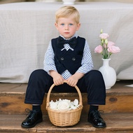 Boy Suit Three-Piece Suit Vest Formal Suit Children Dress Baby One Year Old Suit 2-8 Years Old