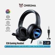 Onikuma X36 Gaming Headset หูฟังเกมมิ่ง 3.5 แสงไฟ Abyss Lamp ไดร์เวอร์ 40 mm เสียงคมชัด #Qoomart X36