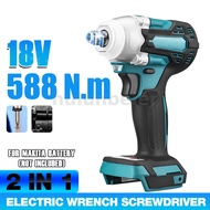 800N.m 18V Cordless Brushless Impact Drill Driver Electric Screwdriver And Wrench For 18V Makita Battery
