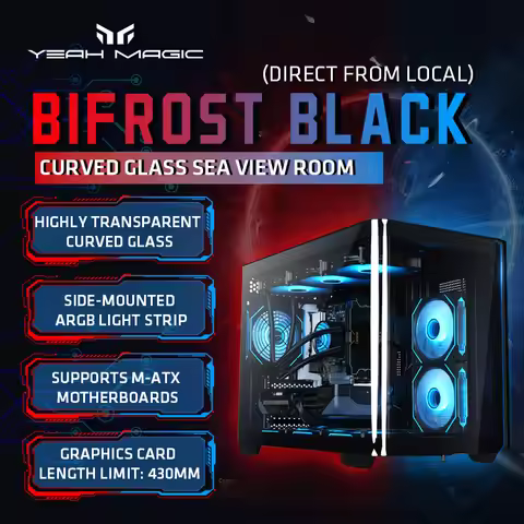 Yeah Magic BIFROST Desktop PC Case Supports MATX and ITX Motherboards Includes ARGB Case Fan*3 Tempe