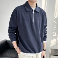 【Hatton Gutto】 COD Sweatshirt  Long Sve Men Korean Version Trend Lapel Loose Long Sve  Shirt Collar 
