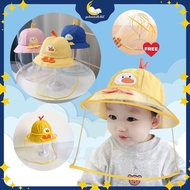 (48-50) Removable Baby Hat With Face Shield For Kids Topi Budak Lelaki Perempuan Topi Baby Girl Boy Bucket Hat Kids