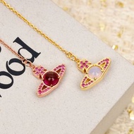 英國知名設計師品牌Vivienne Westwood土星桃紅色水鑽珠珠手鍊 代購服務