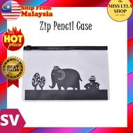 Cartoon Clear Plastic Zip Envelope File Bag Pencil Pen Case Document Bag