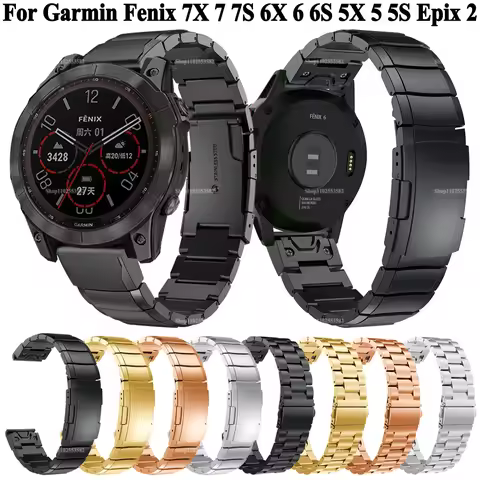 QuickFit 20 22 26mm Stainless Steel Straps For Garmin Epix Enduro 2 Instinct Tactix 7 Pro Delta Desc