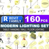 Autodesk | Revit 2025 | 160 Lighting set Revit Family Files MATERIALS for Architectural Design