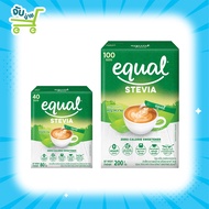 Equal Stevia 100 และ 40 Sticks อิควล สตีเวีย ผลิตภัณฑ์ให้ความหวานแทนน้ำตาล 1 กล่อง มี 100 ซอง และ 40
