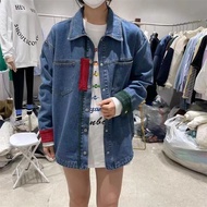 เสื้อโค้ทเสื้อเชิ้ตยีนส์ผู้หญิงฤดูใบไม้ผลิและฤดูใบไม้ร่วงทรงหลวม