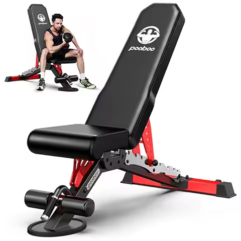 Pooboo Weight Bench, Adjustable Workout Bench for Home, 1500LBS Heavy Duty Capacity, Strength Traini
