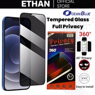 OCEANBLUE Tempered Glass Spy Anti-Scratch Privacy 360 iphone 11 13 15 16 Pro Max Full Privacy Screen