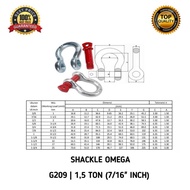 Omega Shackle 7/16 Inch 1.5 Ton Bow Seal Screw G209 Seal OMEGA G209 Size 7/16" inch 7/16" inch 1.5 T