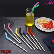 TYLER 2Pcs Metal Straw, Reusable With Silicone Tip Stainless Steel Straw, Durable Detachable Smooth Surface 8mm Stanley Cup Straw Juice