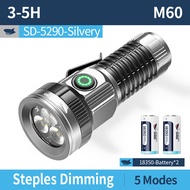 ไฟฉายจิ๋ว LED SD5290ฉลามยิ้มสว่างเป็นพิเศษ6000LM M60 5โหมด Type-C แม่เหล็กไฟฉายชาร์จไฟได้ไฟหลังทำงาน