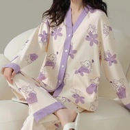 Pure Cotton Pajamas Set Womens New Long-sleeved Home Wear Set Spring and Autumn Elegant Loose Pajama