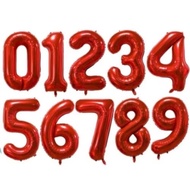 MERAH 40 cm Number FOIL Balloon | Red Number Balloon