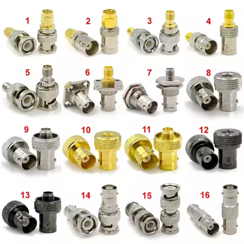 BNC to SMA / RP-SMA RF Adapter Connector Male Female Straight 4-Hole Flange Coaxial Converter for FP