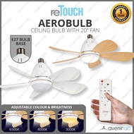 reTouch AeroBulb 14W E27 Bulb Adjustable CCT and Brightness Bulb with 20" inch 12W DC Motor Fan 3 Sp