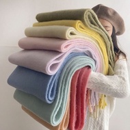 Large Soft Cotton Scarf To Keep Warm in Winter - High Quality Korean Solid Color Wool Scarf 216x39cm
