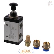 GILDAI Solenoid Valve, Air Hand Pneumatic 3R210-08, Manual Air Valve 3 Way 2 Position 1/4" PT Contro