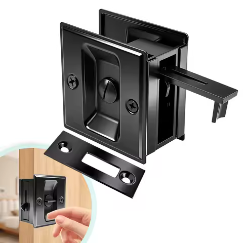 Privacy Sliding Door Lock with Pull Stainless Steel Privacy Pocket Door Hardware Sliding Latch for 1