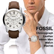 (Real Photo)Original Fossil Mens Grant Chronograph Brown Leather Watch FS4735 Jam Tangan Lelaki